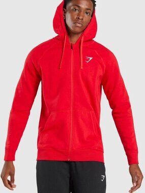 Gymshark Men's Arrival Full Zip Hoodie Red Medium M Athletic Training